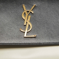 Saint Laurent Black/White Leather Medium Sunset Top Handle Bag