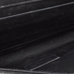 Pre Owned Saint Laurent Black Matelassé Leather Cassandre Wristlet Pouch