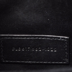 Pre Owned Saint Laurent Black Matelassé Leather Cassandre Wristlet Pouch