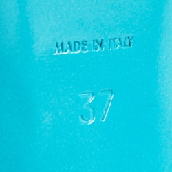 Pre Owned Saint Laurent Blue Patent Leather Tribute Sandals Size 37