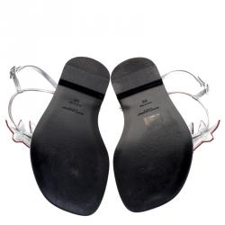 Pre Owned Saint Laurent Paris Metallic Star Appliqué Leather Nu Pied Flat Thong Sandals Size 38