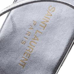 Pre Owned Saint Laurent Paris Metallic Star Appliqué Leather Nu Pied Flat Thong Sandals Size 38