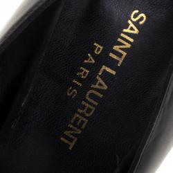 Pre Owned Saint Laurent Paris Black Leather Janis Spike Studded Heel Platform Pumps Size 40