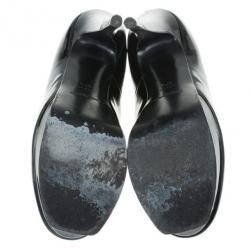 Pre Owned Saint Laurent Paris Black Patent Tribute Platform Pumps Size 37.5