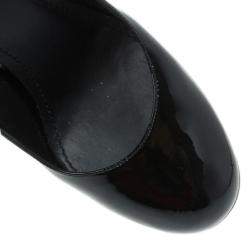 Pre Owned Saint Laurent Paris Black Patent Tribute Platform Pumps Size 37.5
