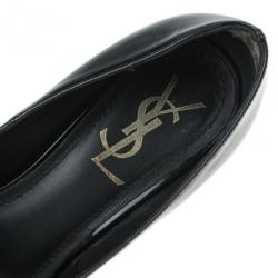 Pre Owned Saint Laurent Paris Black Patent Tribute Platform Pumps Size 37.5