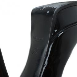 Pre Owned Saint Laurent Paris Black Patent Tribute Platform Pumps Size 37.5