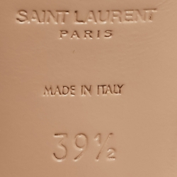 Saint Laurent Beige Patent Leather Tribute Platform Sandals Size 39.5