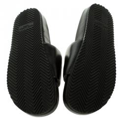 Pre Owned Saint Laurent Paris Black Leather Slides Size 39.5