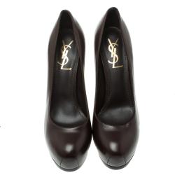 Pre Owned حذاء كعب عالي سان لوران باريس تريبيتو جلد وردي نعل سميك مقاس 38