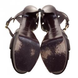 مملوكة مسبقًا Yves Saint Laurent Bordeaux Leather Tribute Sandals Size 38.5