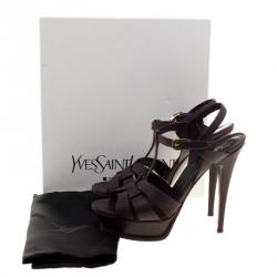 مملوكة مسبقًا Yves Saint Laurent Bordeaux Leather Tribute Sandals Size 38.5