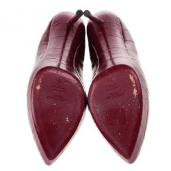 Pre Owned Saint Laurent Paris Burgundy Leather Divine Platform Pumps Size 39