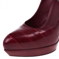 Pre Owned Saint Laurent Paris Burgundy Leather Divine Platform Pumps Size 39