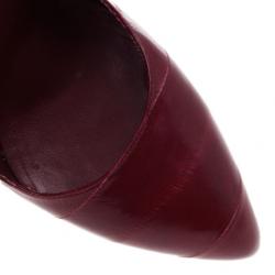 Pre Owned Saint Laurent Paris Burgundy Leather Divine Platform Pumps Size 39