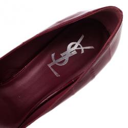 Pre Owned Saint Laurent Paris Burgundy Leather Divine Platform Pumps Size 39