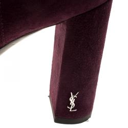 مملوكة مسبقًا بوت للكاحل سان لوران باريس شيلسي سويدي عنابي مقاس 38