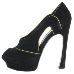 Pre Owned Saint Laurent Paris Black Suede Palais Cutout Platform Pumps Size 39
