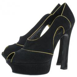 Pre Owned Saint Laurent Paris Black Suede Palais Cutout Platform Pumps Size 39