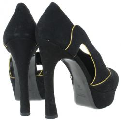 Pre Owned Saint Laurent Paris Black Suede Palais Cutout Platform Pumps Size 39