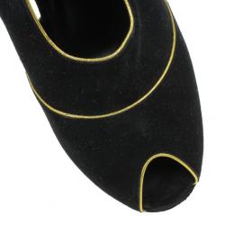 Pre Owned Saint Laurent Paris Black Suede Palais Cutout Platform Pumps Size 39