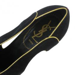 Pre Owned Saint Laurent Paris Black Suede Palais Cutout Platform Pumps Size 39