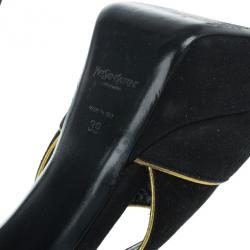 Pre Owned Saint Laurent Paris Black Suede Palais Cutout Platform Pumps Size 39