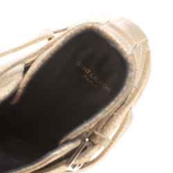 مملوكة مسبقًا بوت سان لوران باريس يات 40 جودبور جلد ذهبي مقاس 38