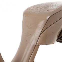 Pre Owned Saint Laurent Paris Beige Patent Y-Bow Platform Sandals Size 41
