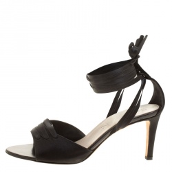 مملوكة مسبقًا Saint Laurent Paris Satin Savannah Peep Toe Tie Up Sandals Size 36