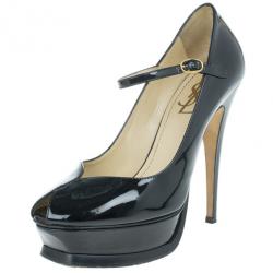 مملوكة مسبقًا Saint Laurent Paris Black Patent Tribute Mary Jane Pumps Size 38.5