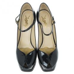 مملوكة مسبقًا Saint Laurent Paris Black Patent Tribute Mary Jane Pumps Size 38.5