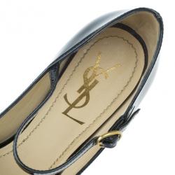 مملوكة مسبقًا Saint Laurent Paris Black Patent Tribute Mary Jane Pumps Size 38.5