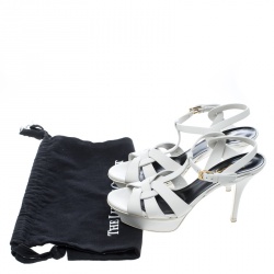 Pre Owned صندل سان لوران باريس تريبوت جلد أخضر نعل سميك مقاس 38