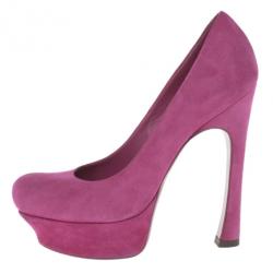 Pre Owned Saint Laurent Paris Pink Suede Palais Platform Pumps Size 36.5