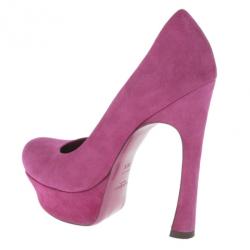 Pre Owned Saint Laurent Paris Pink Suede Palais Platform Pumps Size 36.5