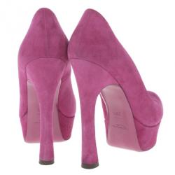 Pre Owned Saint Laurent Paris Pink Suede Palais Platform Pumps Size 36.5