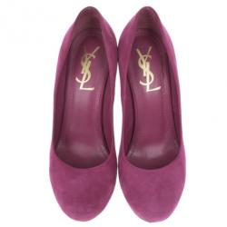 Pre Owned Saint Laurent Paris Pink Suede Palais Platform Pumps Size 36.5