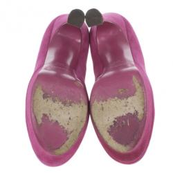 Pre Owned Saint Laurent Paris Pink Suede Palais Platform Pumps Size 36.5