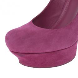 Pre Owned Saint Laurent Paris Pink Suede Palais Platform Pumps Size 36.5