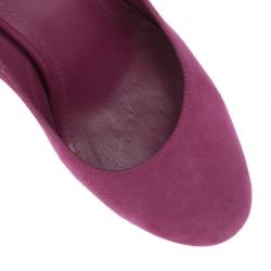 Pre Owned Saint Laurent Paris Pink Suede Palais Platform Pumps Size 36.5