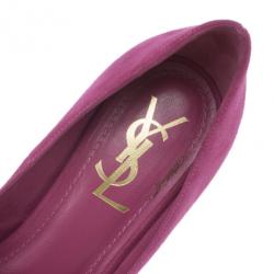Pre Owned Saint Laurent Paris Pink Suede Palais Platform Pumps Size 36.5