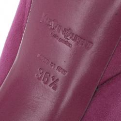 Pre Owned Saint Laurent Paris Pink Suede Palais Platform Pumps Size 36.5