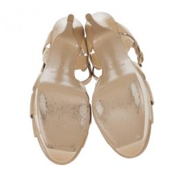 مملوكة مسبقًا Saint Laurent Paris Nude Patent Tribute Platform Sandals Size 40