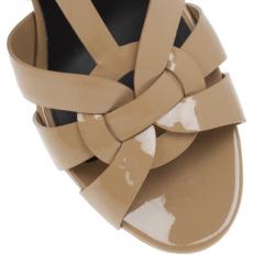 مملوكة مسبقًا Saint Laurent Paris Nude Patent Tribute Platform Sandals Size 40