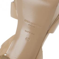 مملوكة مسبقًا Saint Laurent Paris Nude Patent Tribute Platform Sandals Size 40