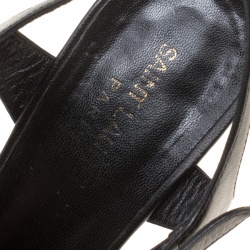 Pre Owned Saint Laurent Paris Black Leather Candy Ankle Strap Platform Sandals Size 37