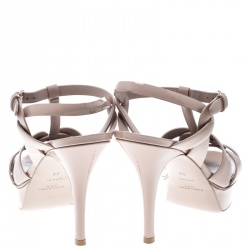 Pre Owned صندل سان لوران باريس تريبوت جلد أخضر نعل سميك مقاس 38