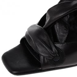 مملوكة مسبقًا Saint Laurent Paris Black Leather Tie Around Sandals Size 37