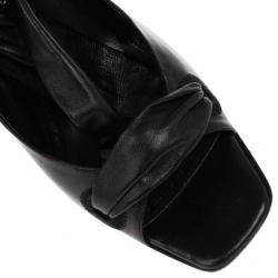 مملوكة مسبقًا Saint Laurent Paris Black Leather Tie Around Sandals Size 37